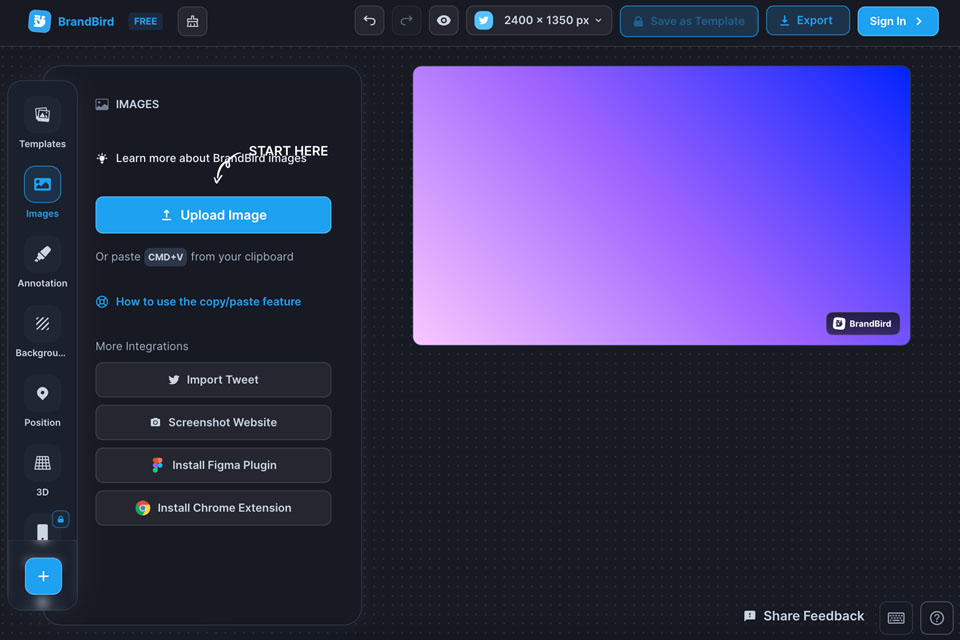 brandbird editor interface