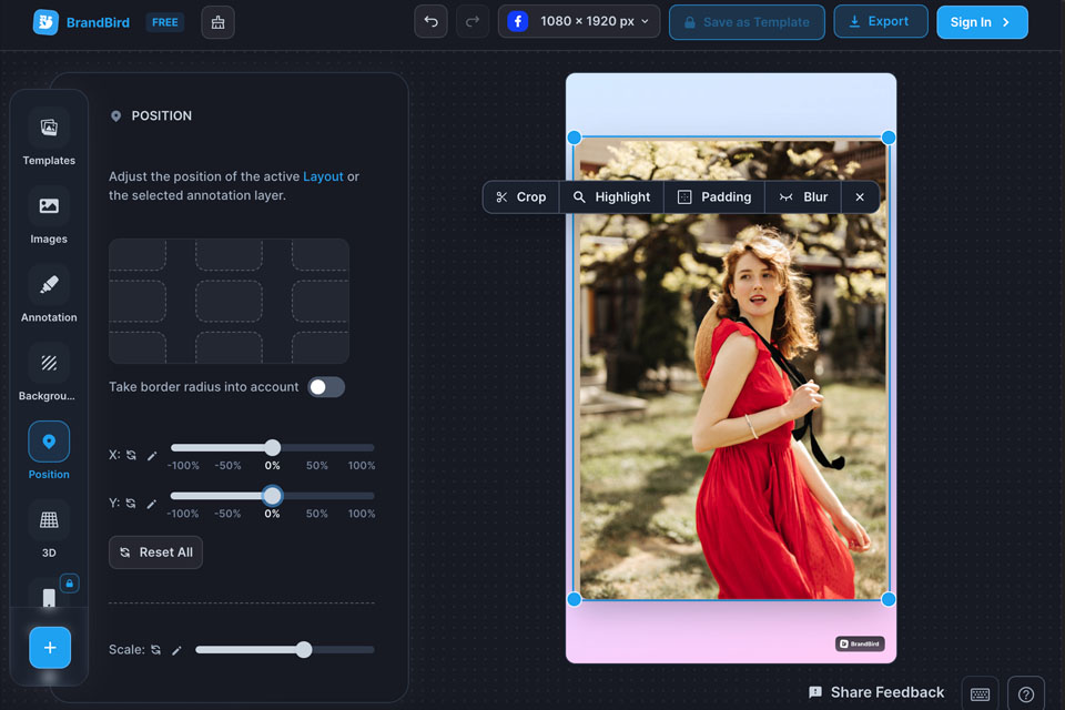 brandbird editor positioning