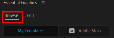 تصفح لتحرير النص في premiere pro