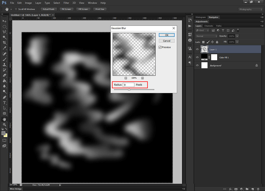 brushes and filters gaussian blur