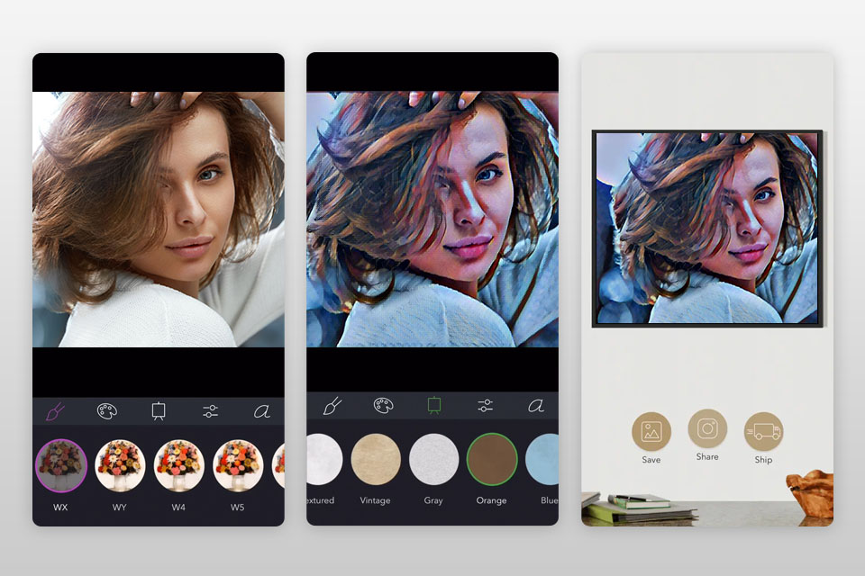 brushstroke turn picture into painting app interface
