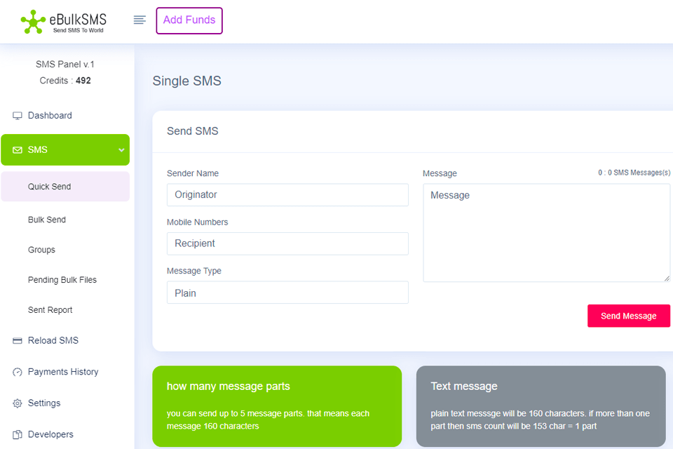 bulksms bulk text message services interface
