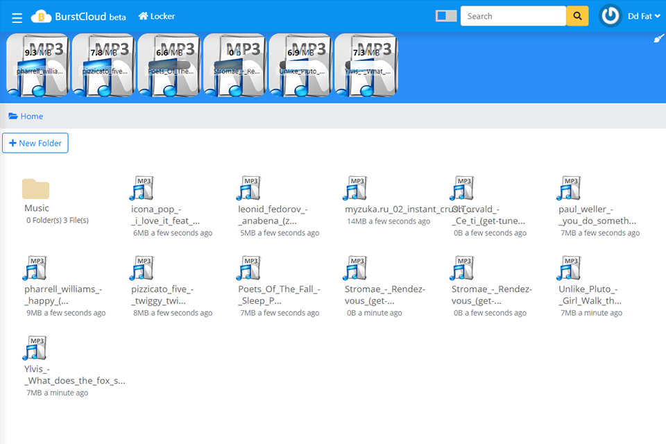 BurstCloud التخزين السحابي لواجهة الموسيقى