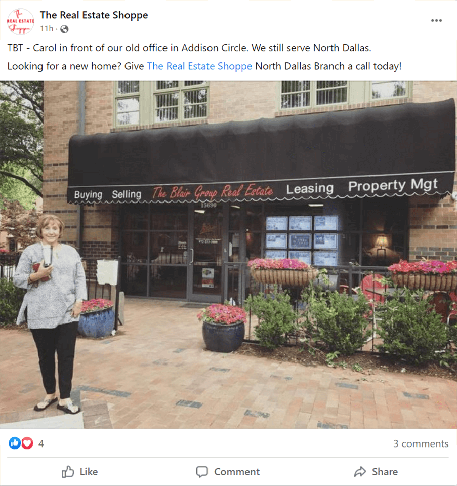 business info for facebook post for realtor