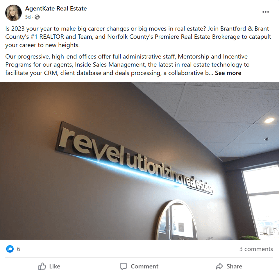business info for real estate facebook post