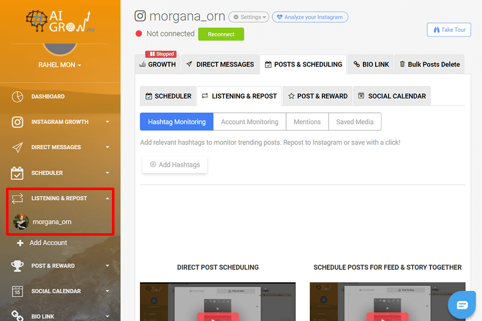 social pros listening tools interface