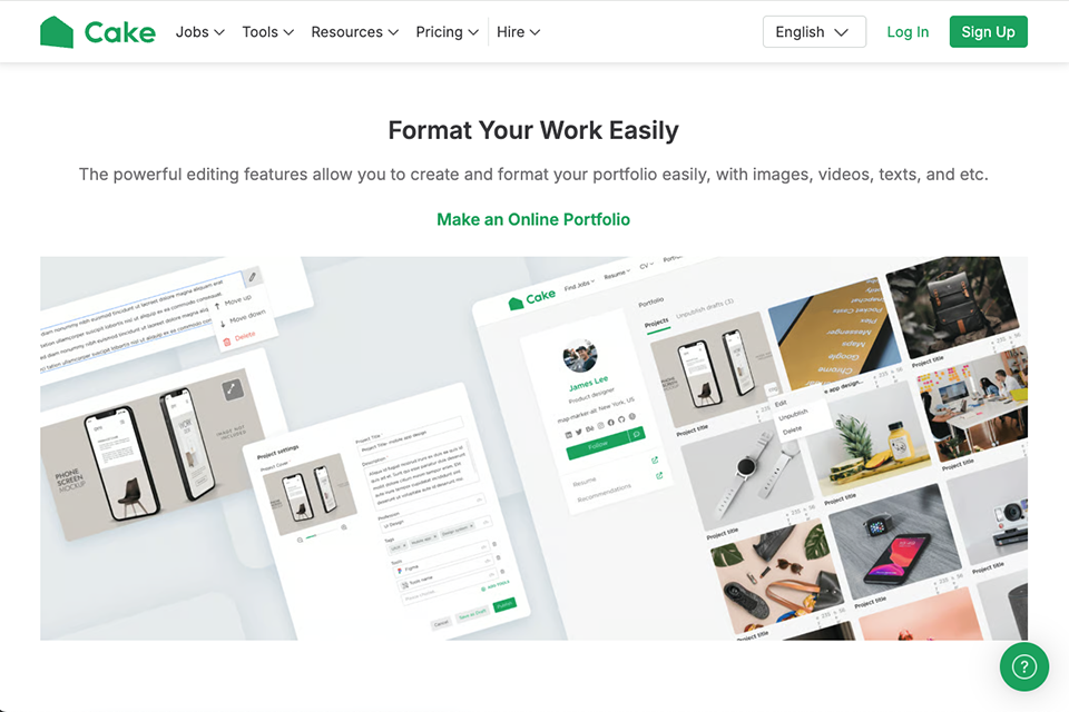 cake me portfolio website builder