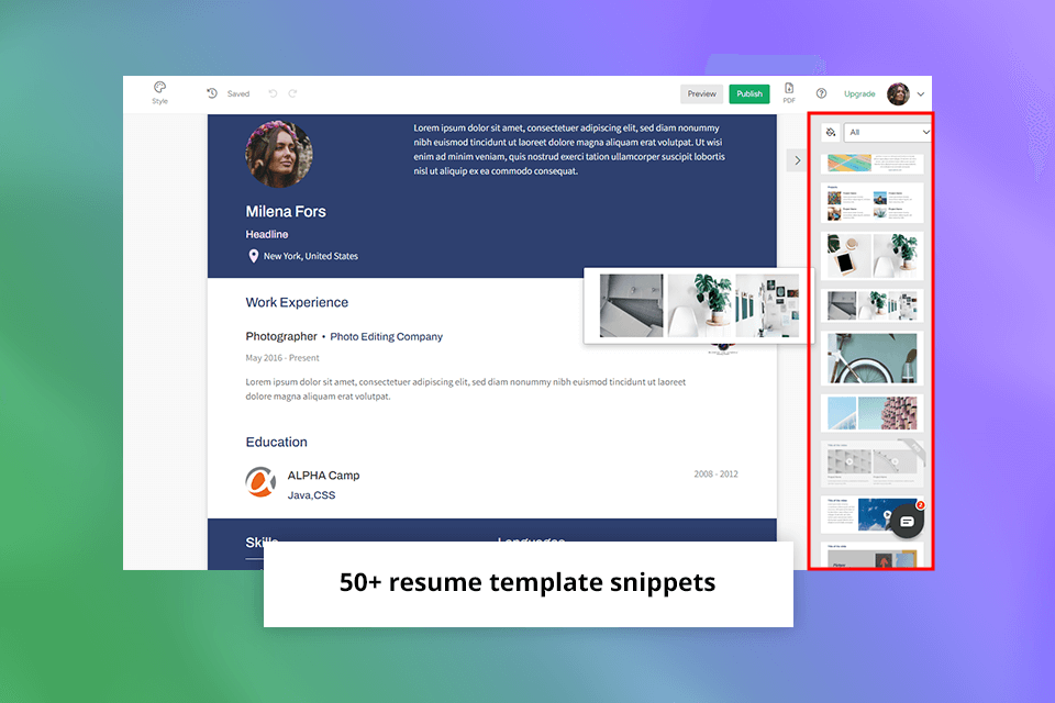 cakeresume snippets