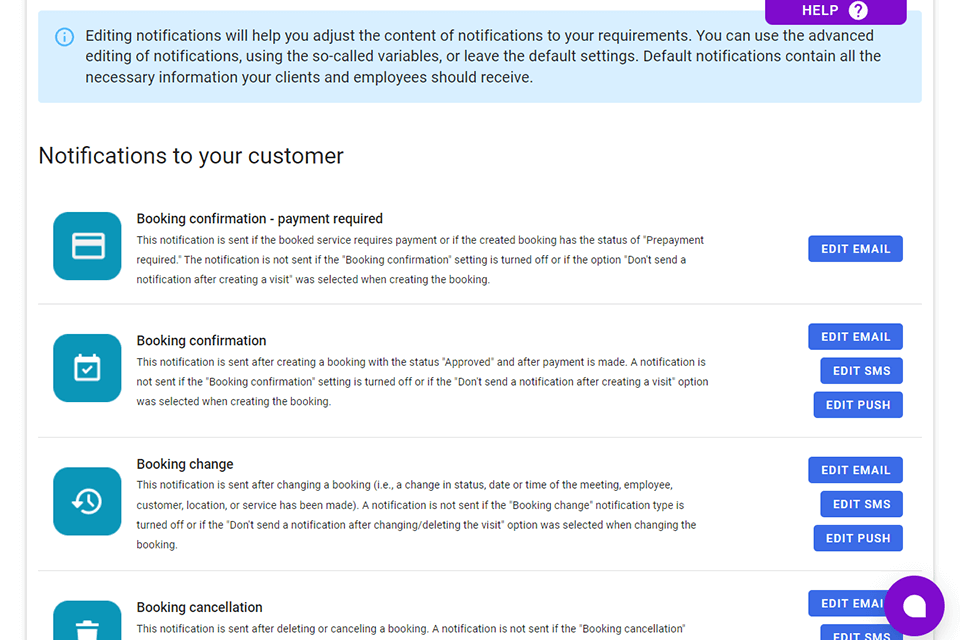 calendesk software notifications