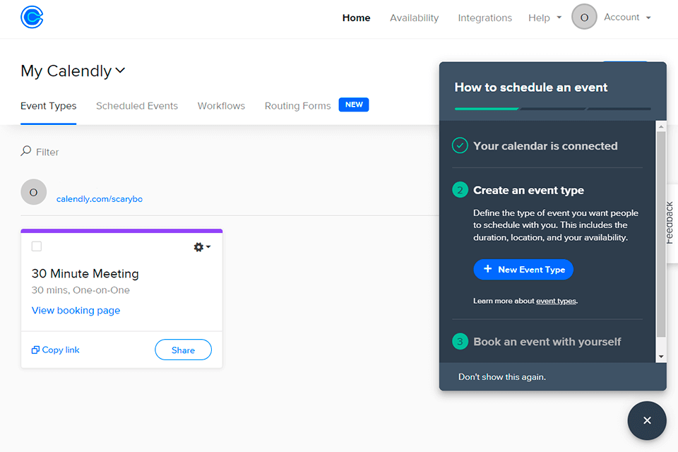 calendly interface do criador de agendamento gratuito