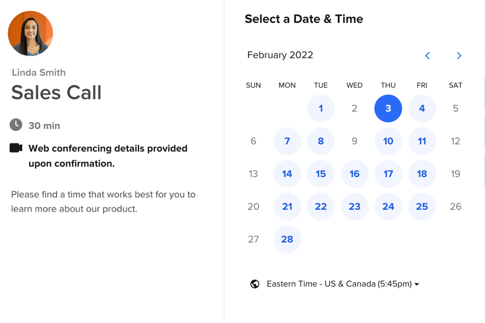 Calendly Scheduling Software Interface 