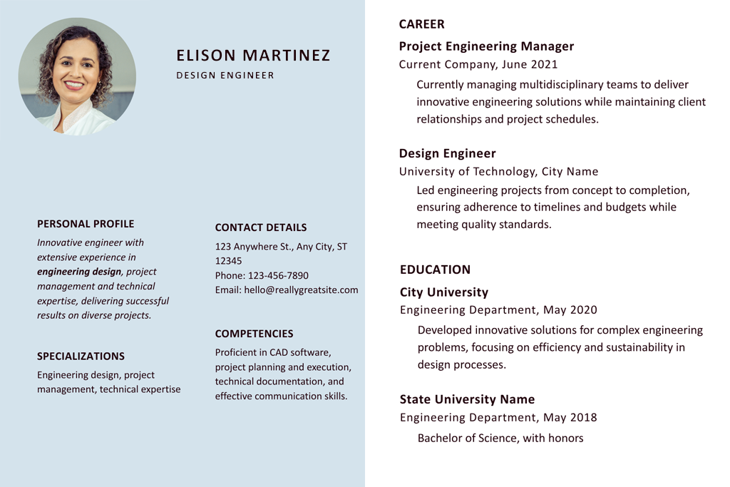calibri tech resume font