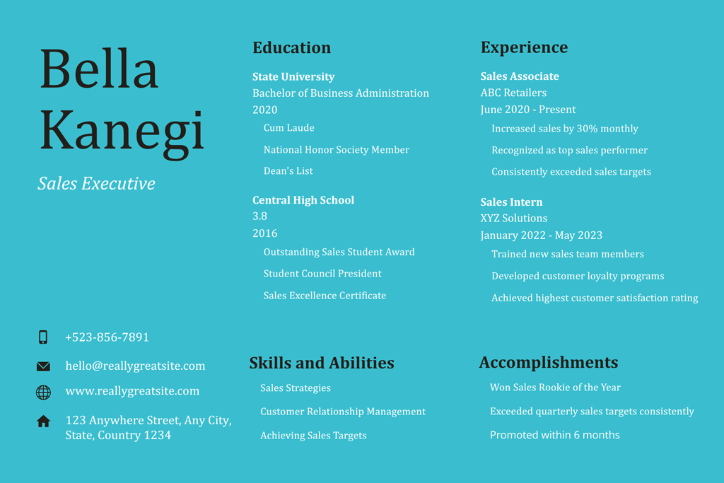 cambria general resume font