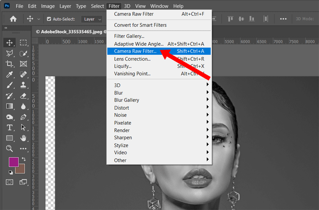 camera raw filter in photoshop