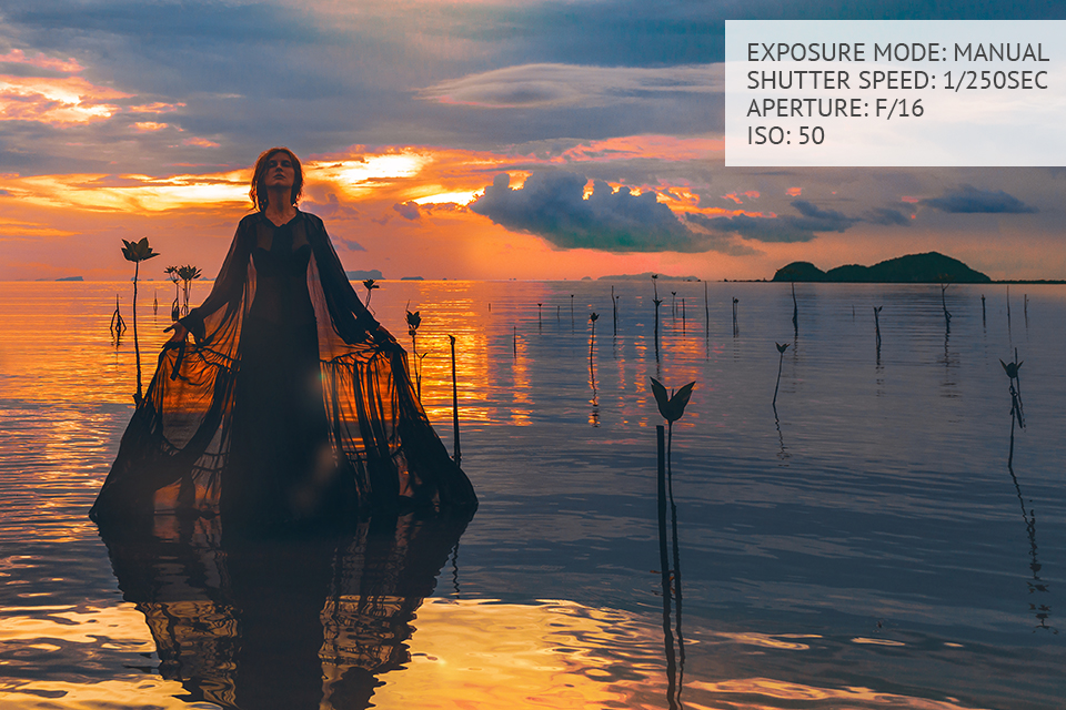 camera settings for portrait sunset photography