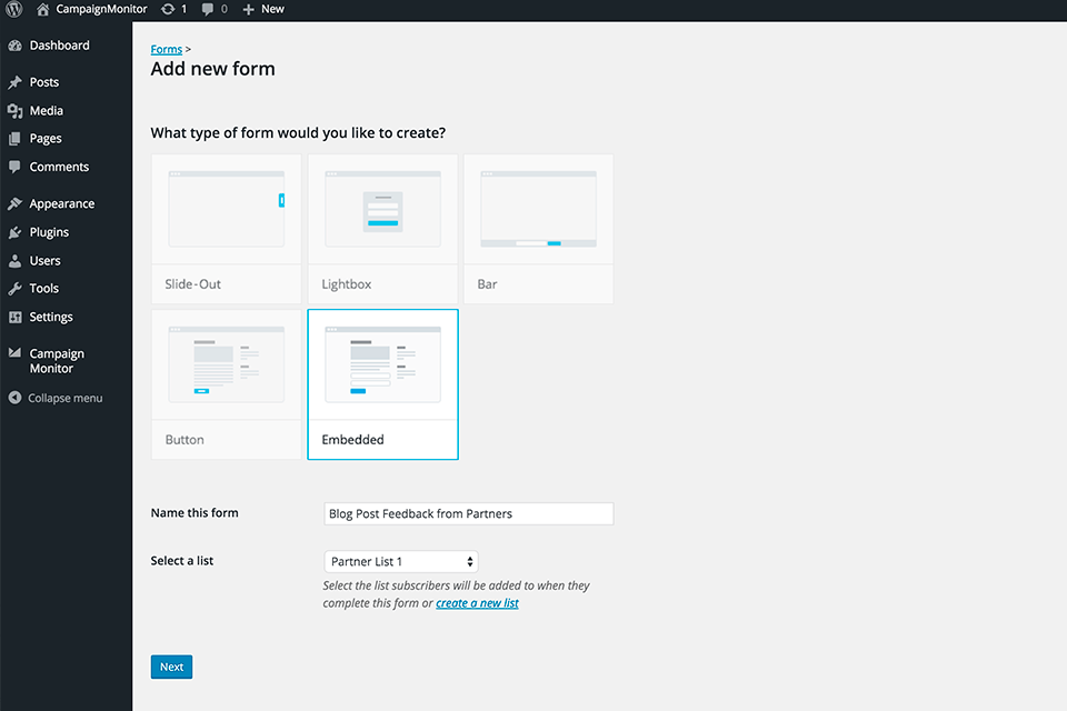 campaign monitor واجهة برنامج الرسائل الإخبارية