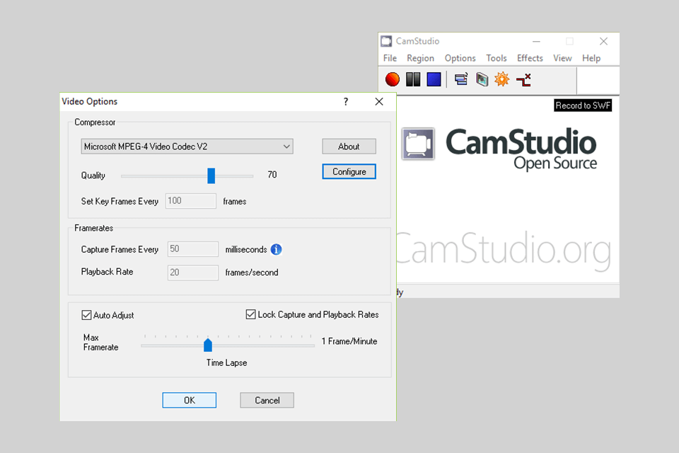 camstudio hd screen recorder interface