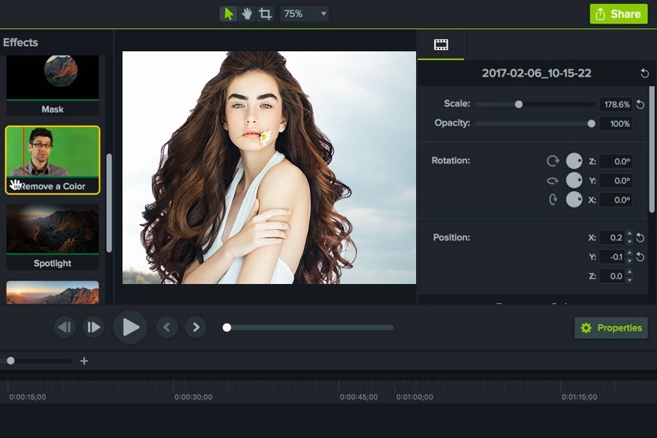 camtasia studio app to remove background from video interface