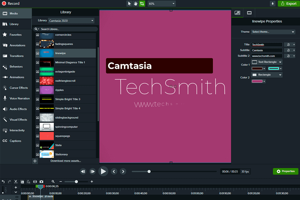 camtasia interface