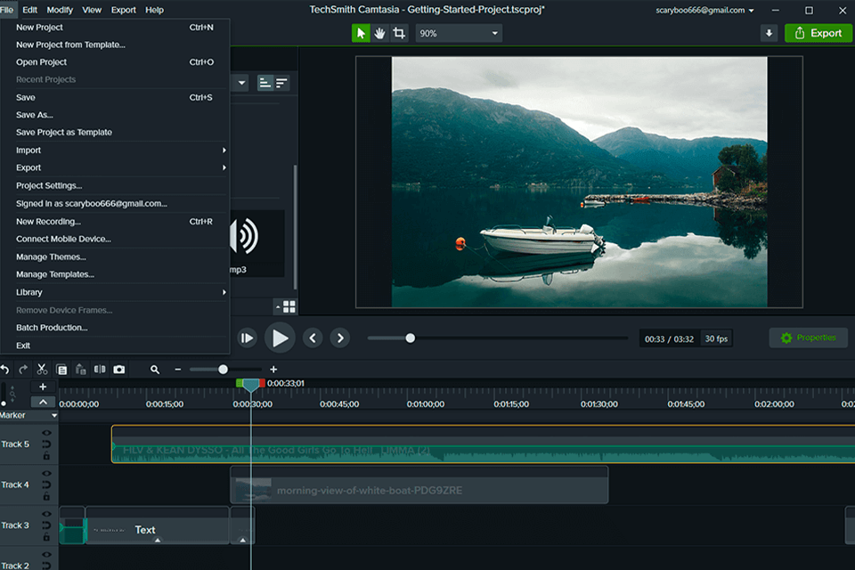 واجهة camtasia