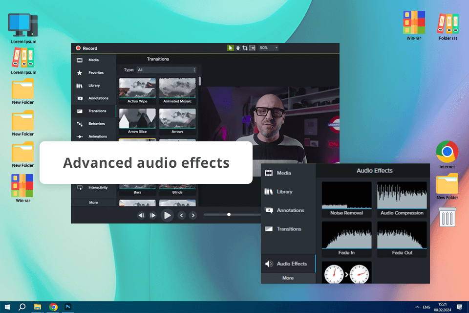 camtasia program to record webcam interface