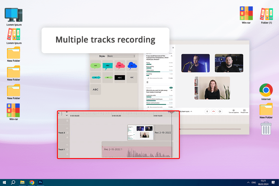 camtasia screen recorder for google meet interface