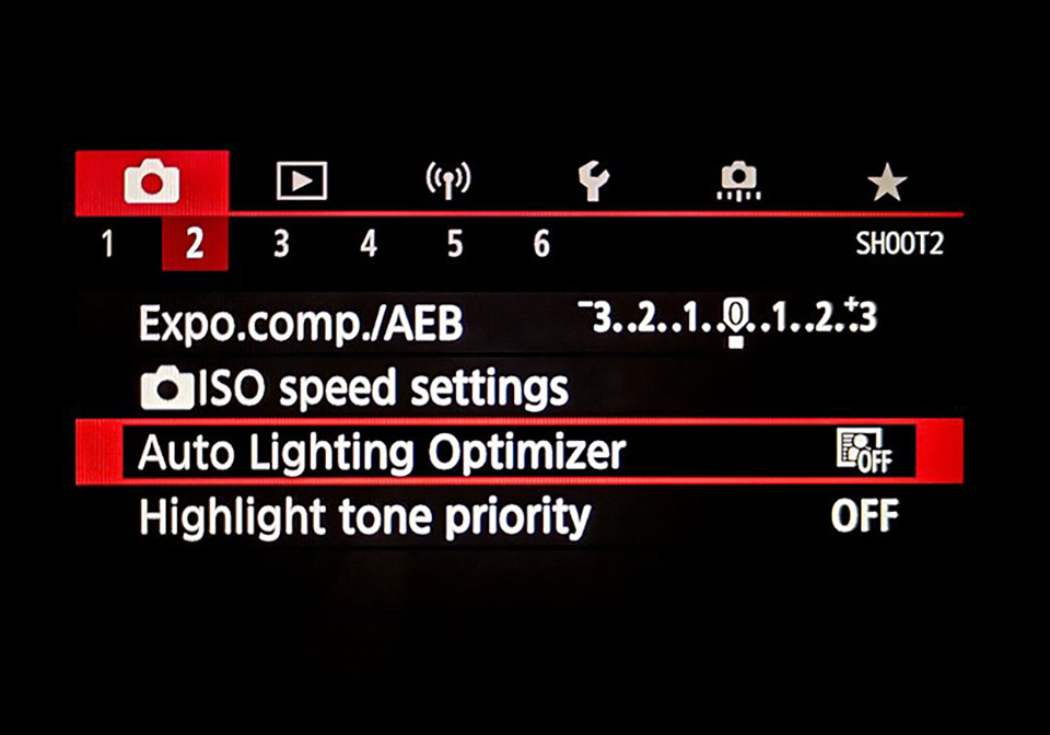 canon auto lighting optimizer camera setting