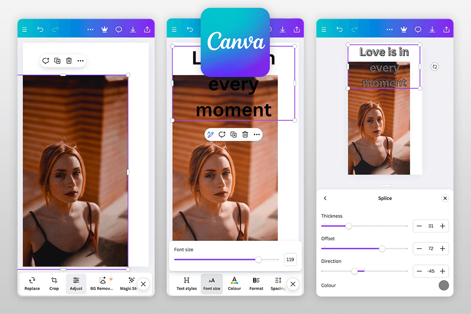 canva add caption to photo app