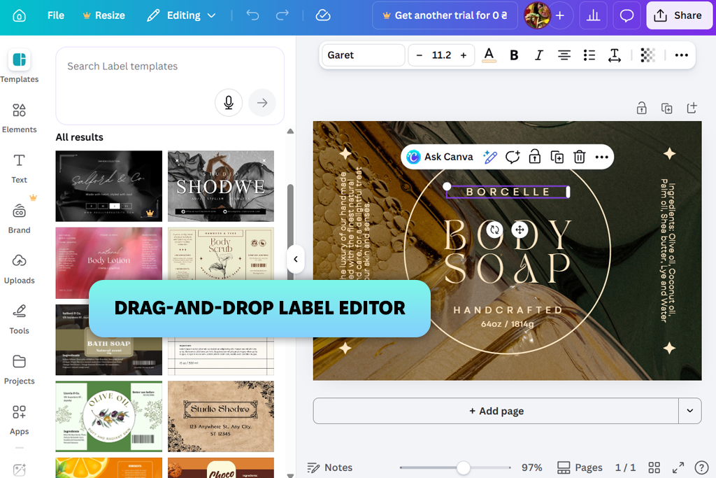 canva ai label generator
