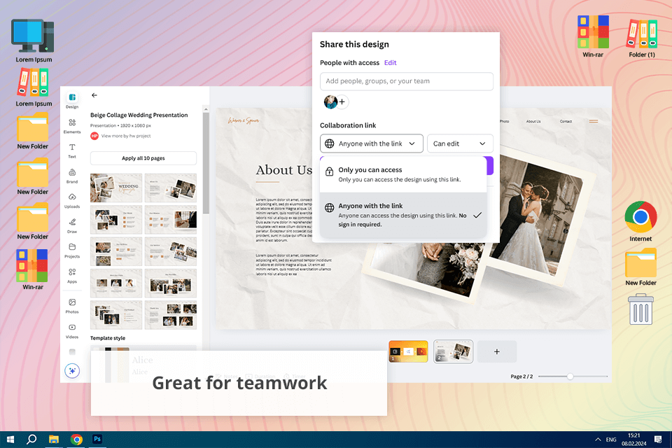 interfaz de creador de presentaciones de inteligencia artificial canva