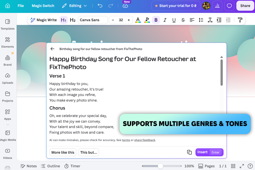 canva interface