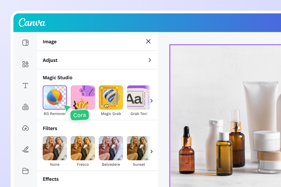 canva giao diện ứng dụng nền ảnh