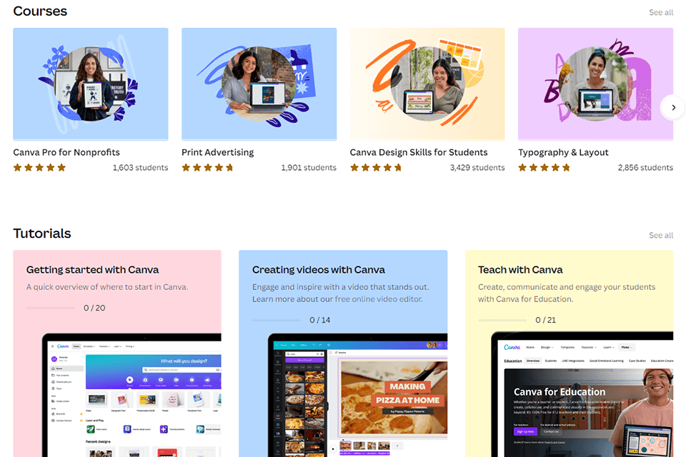 canva design school واجهة مدونة بتصميم رسومي