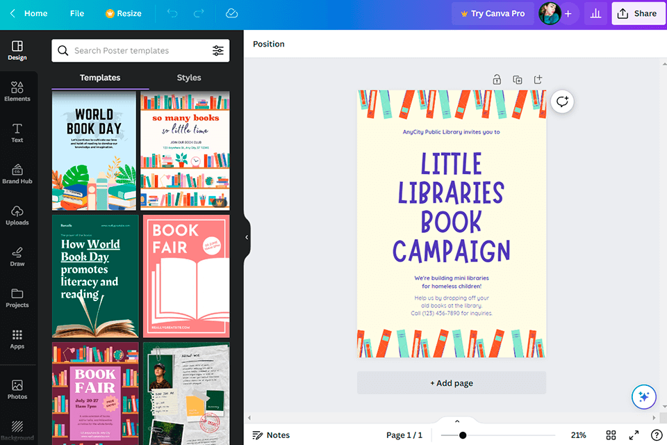 canva ebook software interface