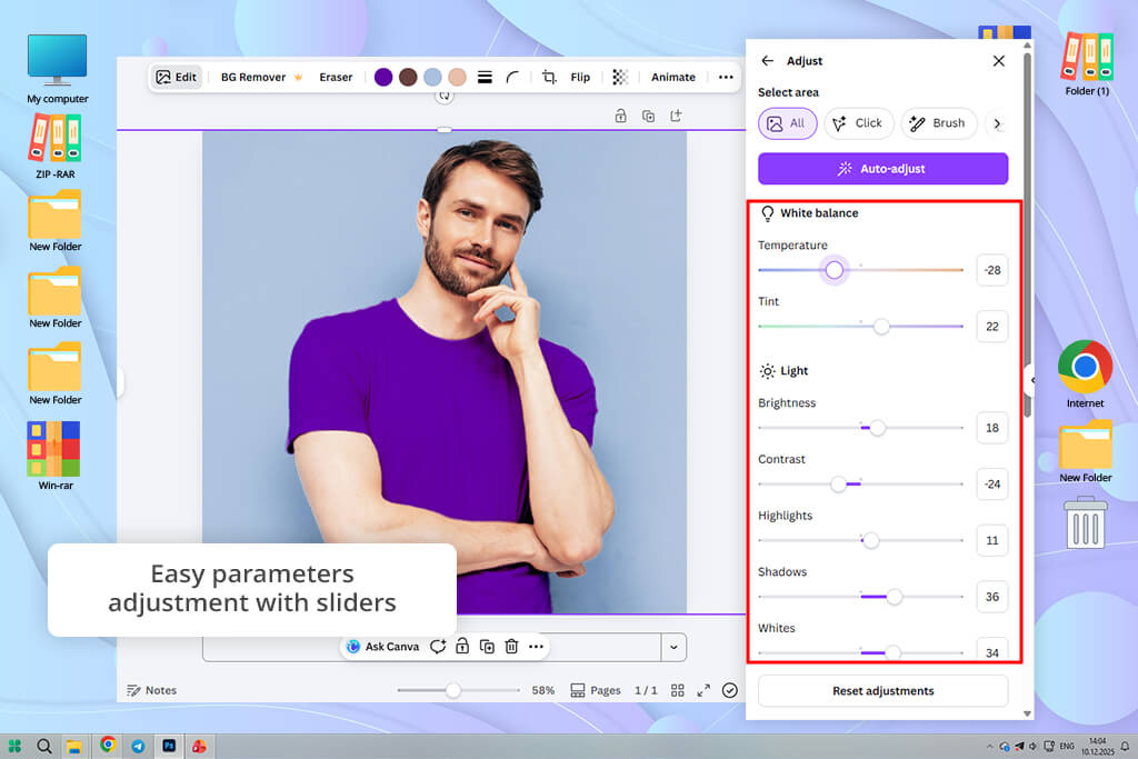 canva editing sliders