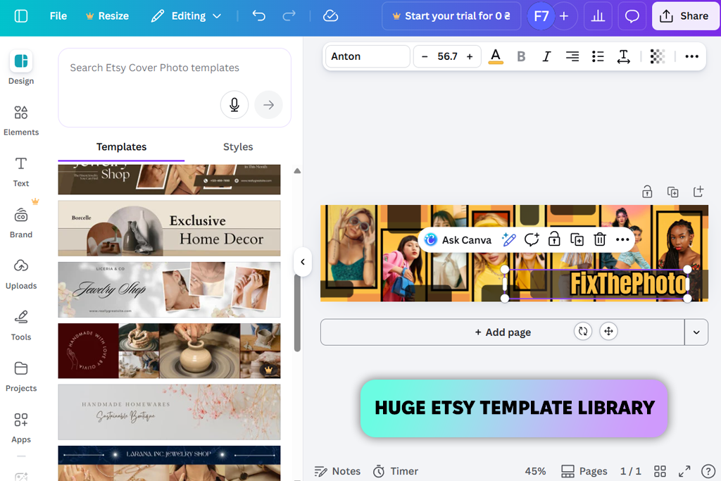 canva etsy banner maker