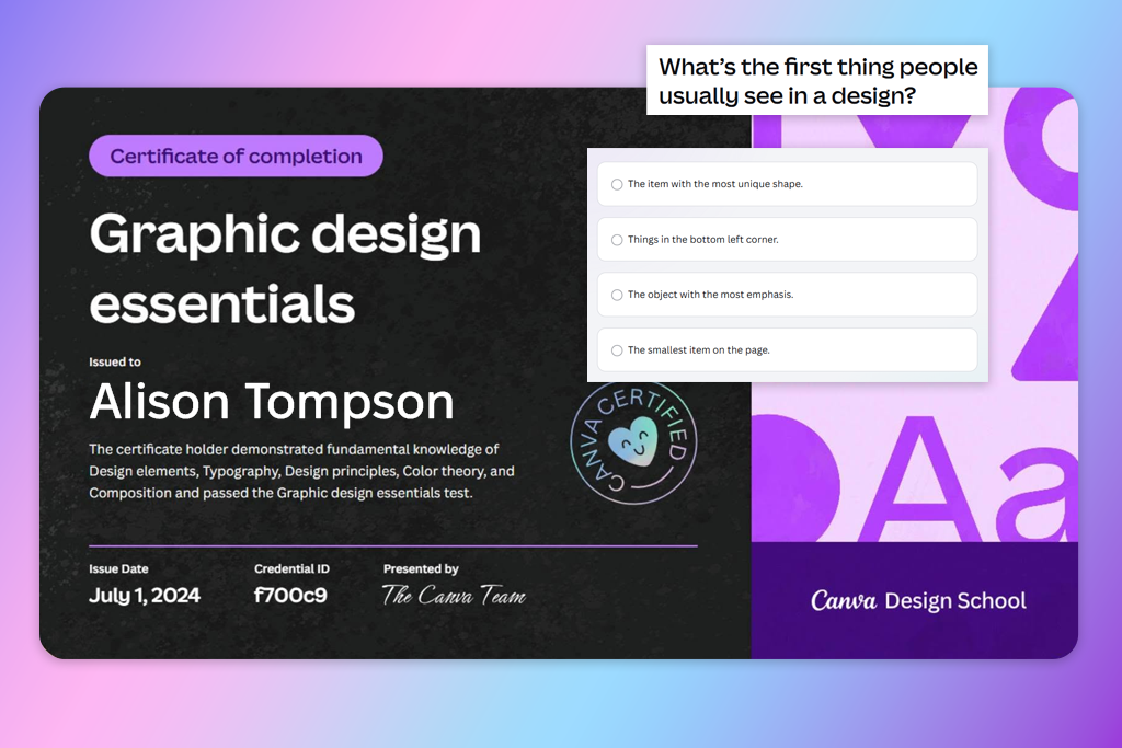 canva graphic design certification example