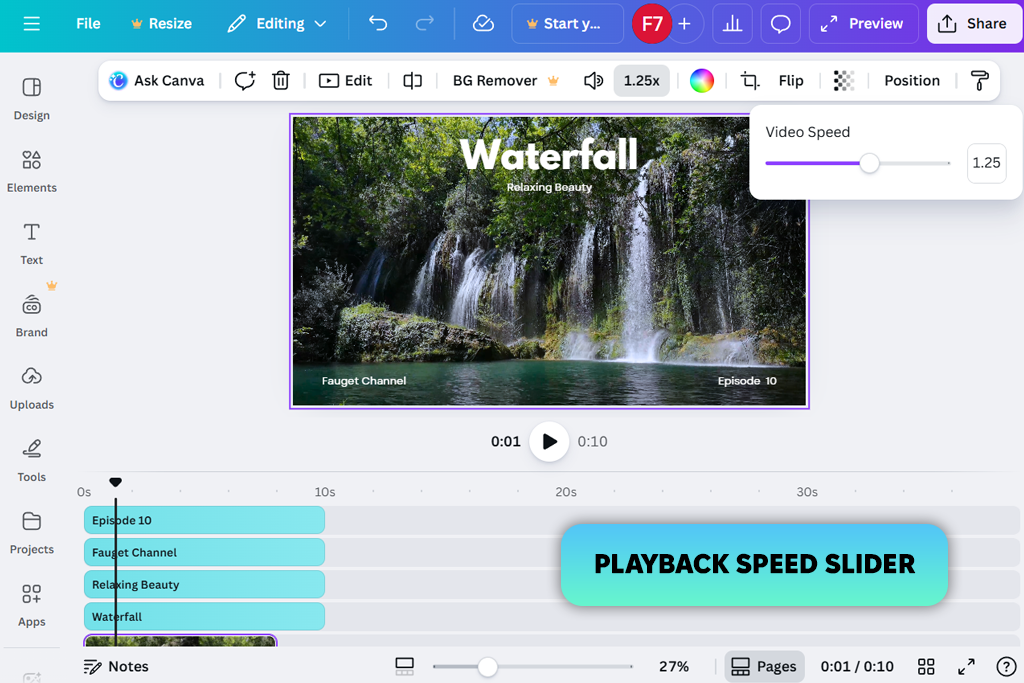 canva online video speed changer