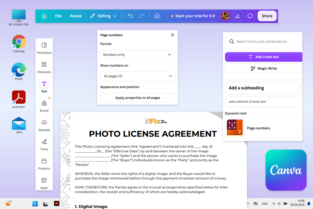 canva pdf page numbering editor