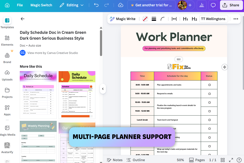 canva planner maker