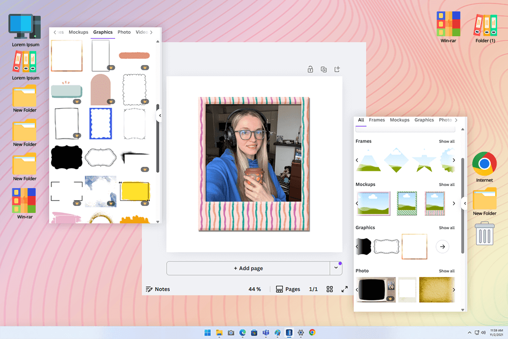 canva software for photo borders