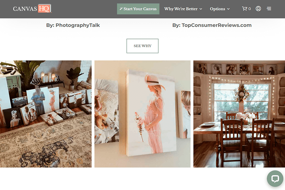 canvashq canvas printing service interface