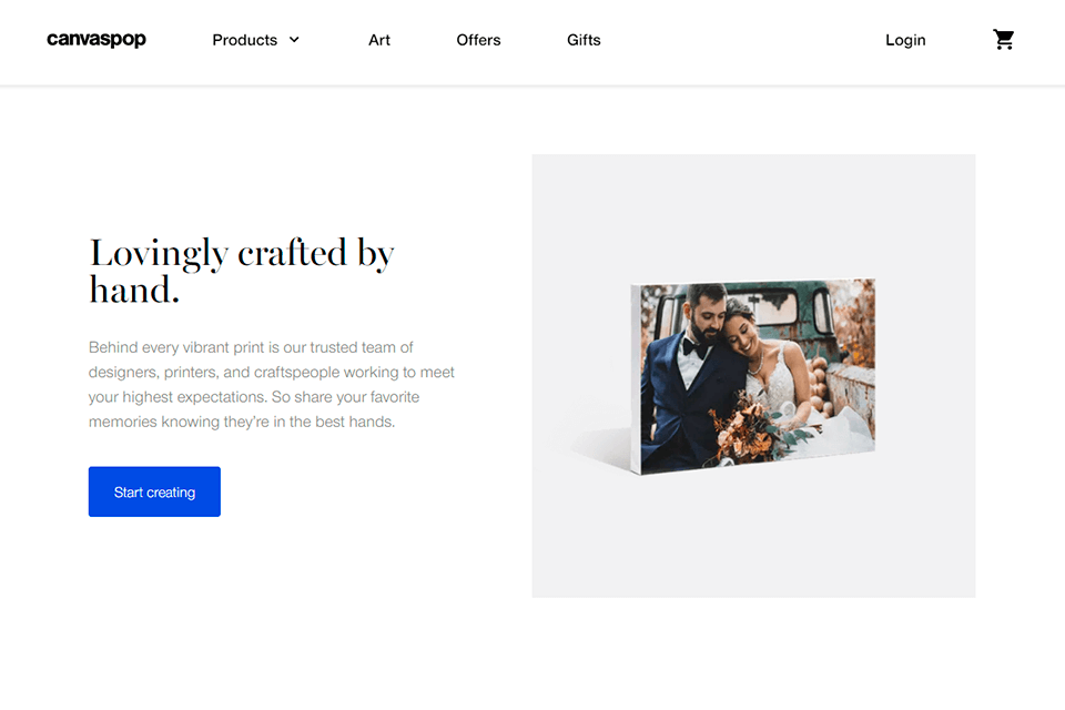 canvaspop canvas printing service interface