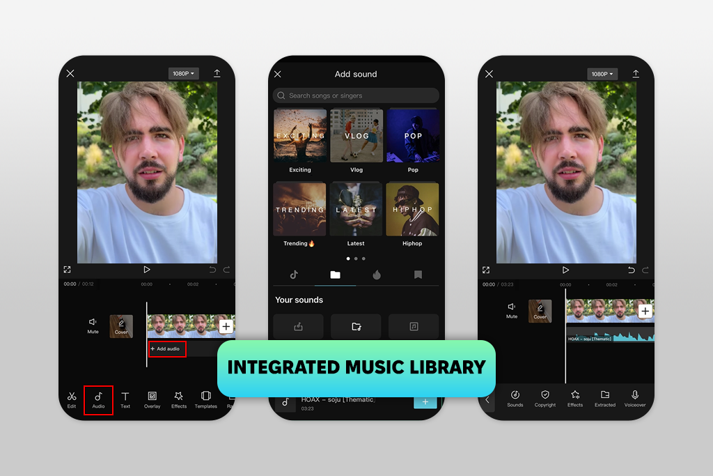 capcut app to add music to video
