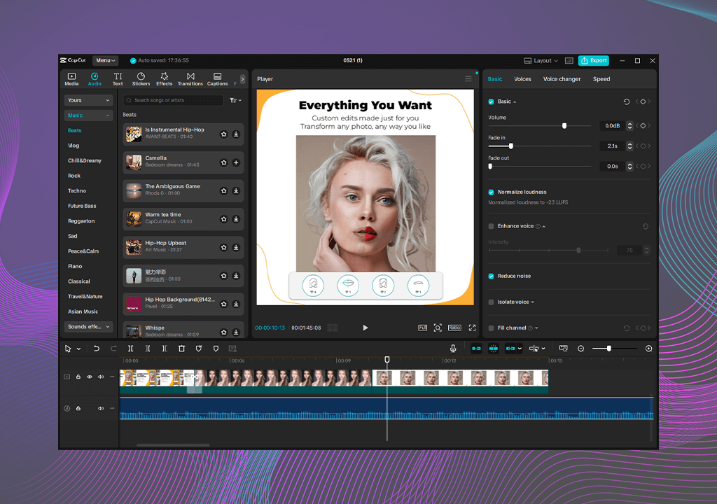capcut audio editing features