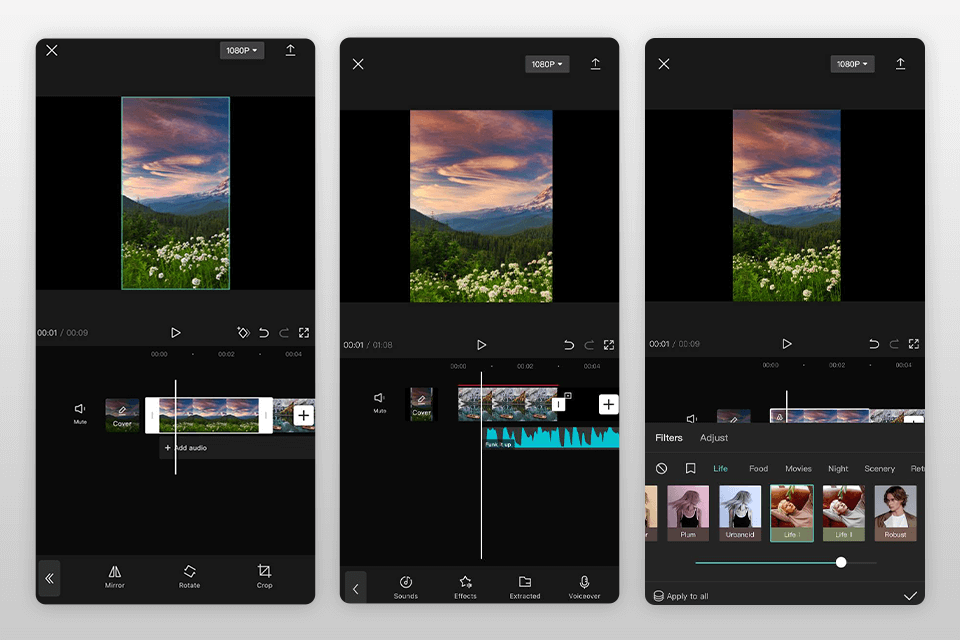 capcut vertical video editor interface