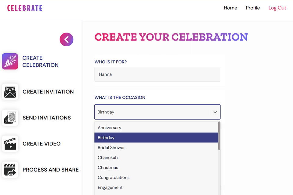 celebrate buzz interface