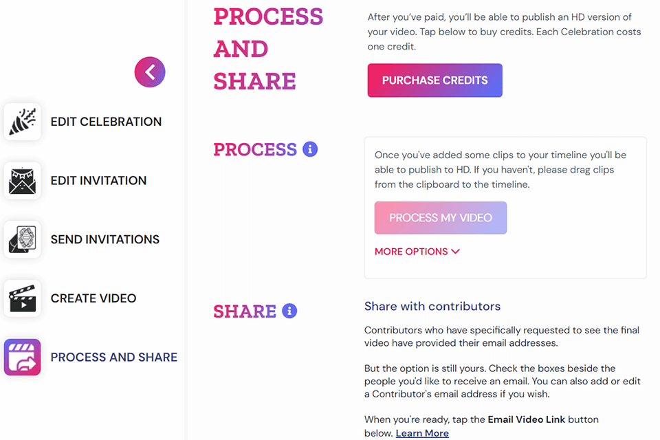 celebrate buzz sharing feature