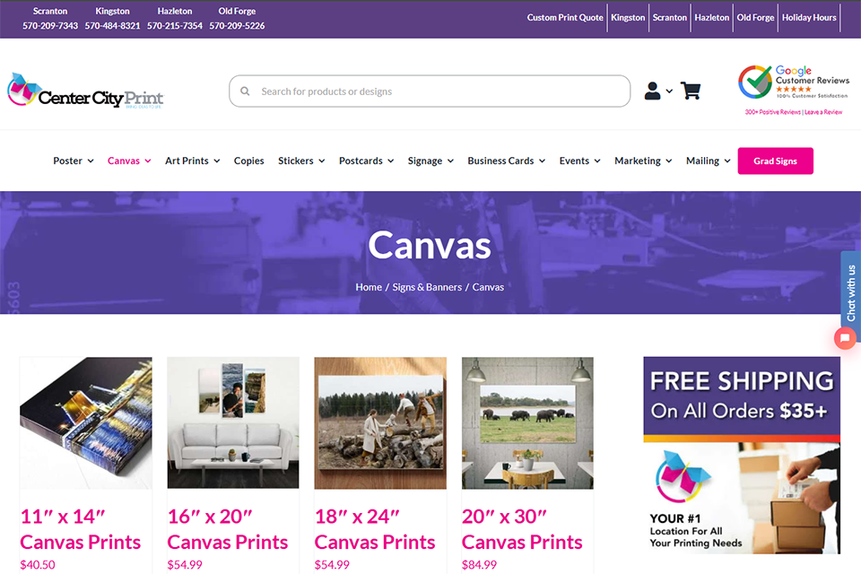 centercityprint canvas printing service