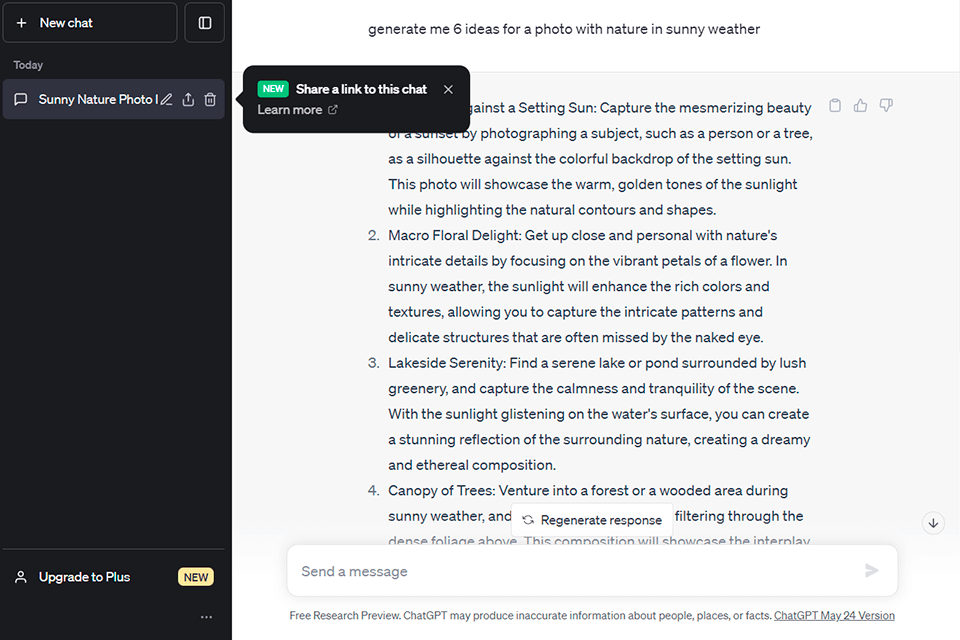 chat gpt generative ai tool interface